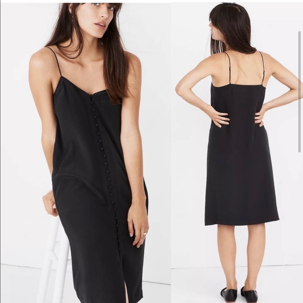 Madewell Button Front Silk Slip Dress